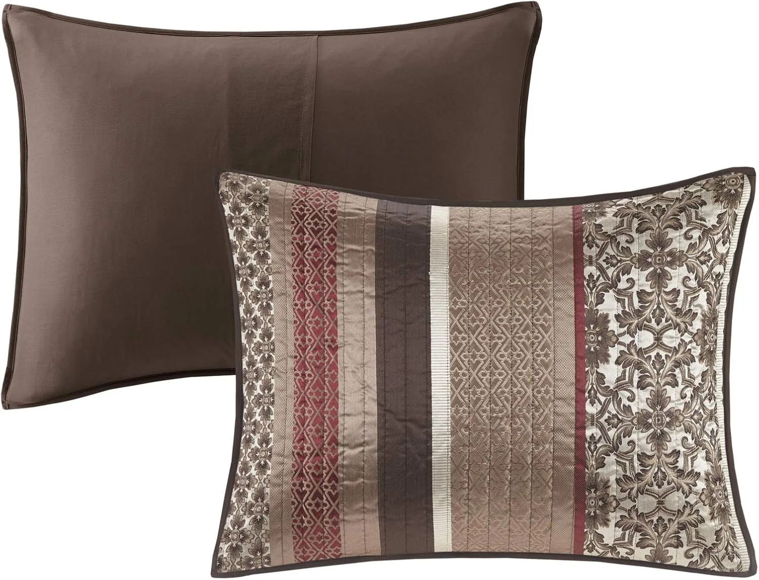 Madison Park Quilt Set Luxurious Jacquard Stripes Design - All Season, Coverlet Bedspread Lightweight Bedding Layer, Shams, Decorative Pillow, King/Cal King(104"x94"), Floral Red 5 Piece