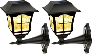 MAGGIFT 2 Pack Solar Wall Lantern Outdoor, Exterior Waterproof 15 Lumens Solar Sconce Light Fixture with Wall Mount Kit for Front Door Fence Garden Decor