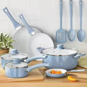 Mainstays Blue Linen Ceramic Cookware