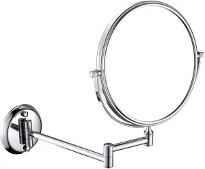 Makeup Mirror, 8 inch Double Sided Shaving Magnifying Mirror, Adjustable Wall Mounted Bathroom Brass Swivel Extendable Vanity Mirrors,Chrome,5X (Color : Chrome, Size : 5X)