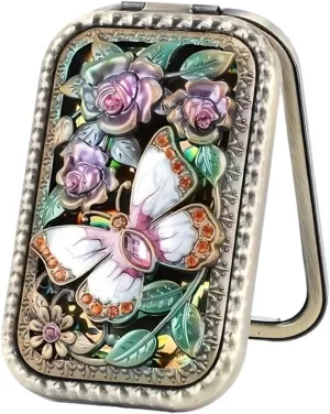 Makeup Mirror Metal Portable Foldable Mirror Pocket Travel Makeup Mirror for Purse, Pocket,Travel(Color-07)