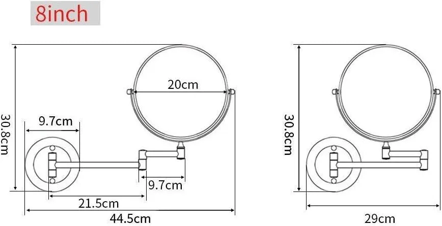 Makeup Mirrors Wall Mounted, 8 Inch Bathroom Magnifying Double Sided Adjustable Extendable Swivel Vanity Mirrors Cosmetic(Nickel,10X)