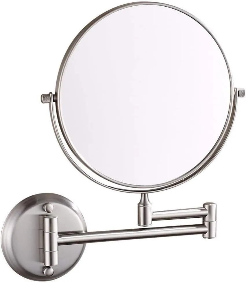 Makeup Mirrors Wall Mounted, 8 Inch Bathroom Magnifying Double Sided Adjustable Extendable Swivel Vanity Mirrors Cosmetic(Nickel,10X)