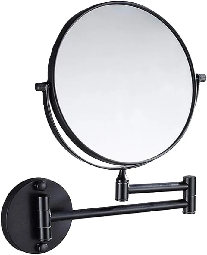 Makeup Vanity Mirror, Two-Sided Wall Mounted Beauty Mirror 3X Magnification Cosmetic Mirror 360° Swivel Extendable Bathroom Mirror,Silver (Gold) (Blac