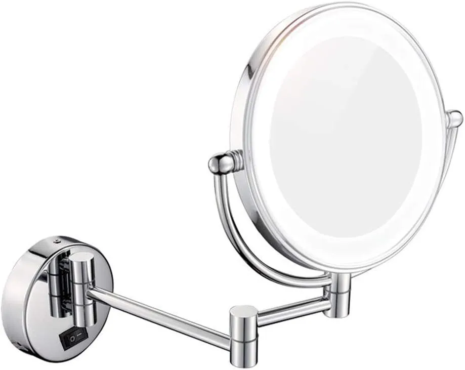Makeup Vanity Mirror with Lights, Two-Sided Wall Mounted Beauty Mirror 3X Magnification Bathroom Mirror Extendable Cosmetic Mirror Hardwired connectio