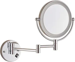 Makeup Vanity Mirror with Lights, Two-Sided Wall Mounted Beauty Mirror 3X Magnification Bathroom Mirror Extendable Cosmetic Mirror Powered by Plug,GOL