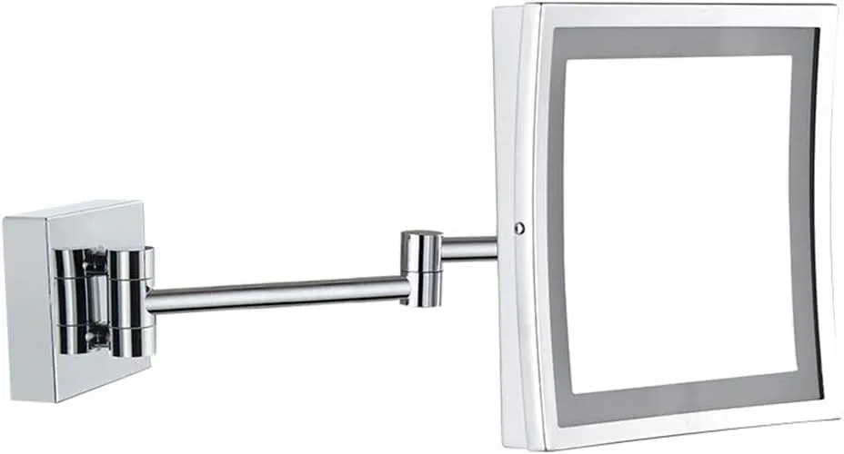 Makeup Vanity Mirror with Lights, Wall Mounted Beauty Mirror 3X Magnification Bathroom Mirror Extendable Cosmetic Mirror Powered by Plug,Silver (Silv