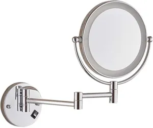 Makeup Vanity Mirror with Lights,Two-Sided Wall Mounted Cosmetic Mirror 3X Magnification Extendable Beauty Mirror 360° Swivel Bathroom Mirror,Silver (