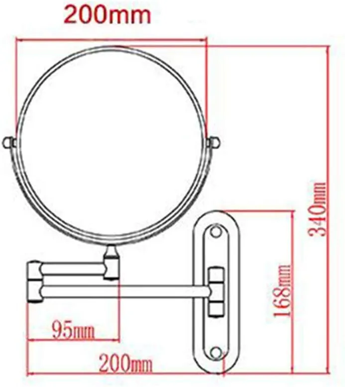 Makeup Vanity Mirror,Multiple Magnification Beauty Mirror Two-Sided Wall Mounted Bathroom Mirror 360°Swivel Extendable Cosmetic Mirror 8inch,Nickel(Black,3X)