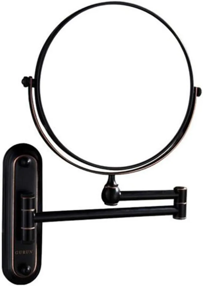 Makeup Vanity Mirror,Multiple Magnification Beauty Mirror Two-Sided Wall Mounted Bathroom Mirror 360°Swivel Extendable Cosmetic Mirror 8inch,Nickel(Black,3X)