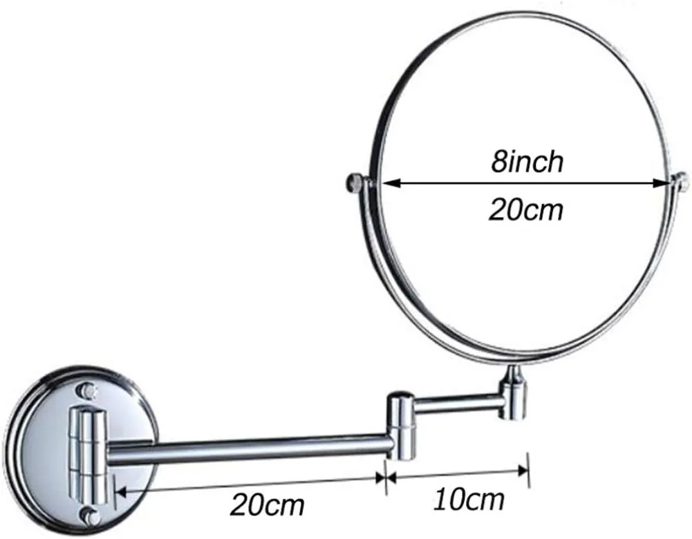 Makeup Vanity Mirror,Two-Sided Wall Mounted Beauty Mirror 3X Magnification Cosmetic Mirror 360°Swivel Extendable Bathroom Mirror,Silver