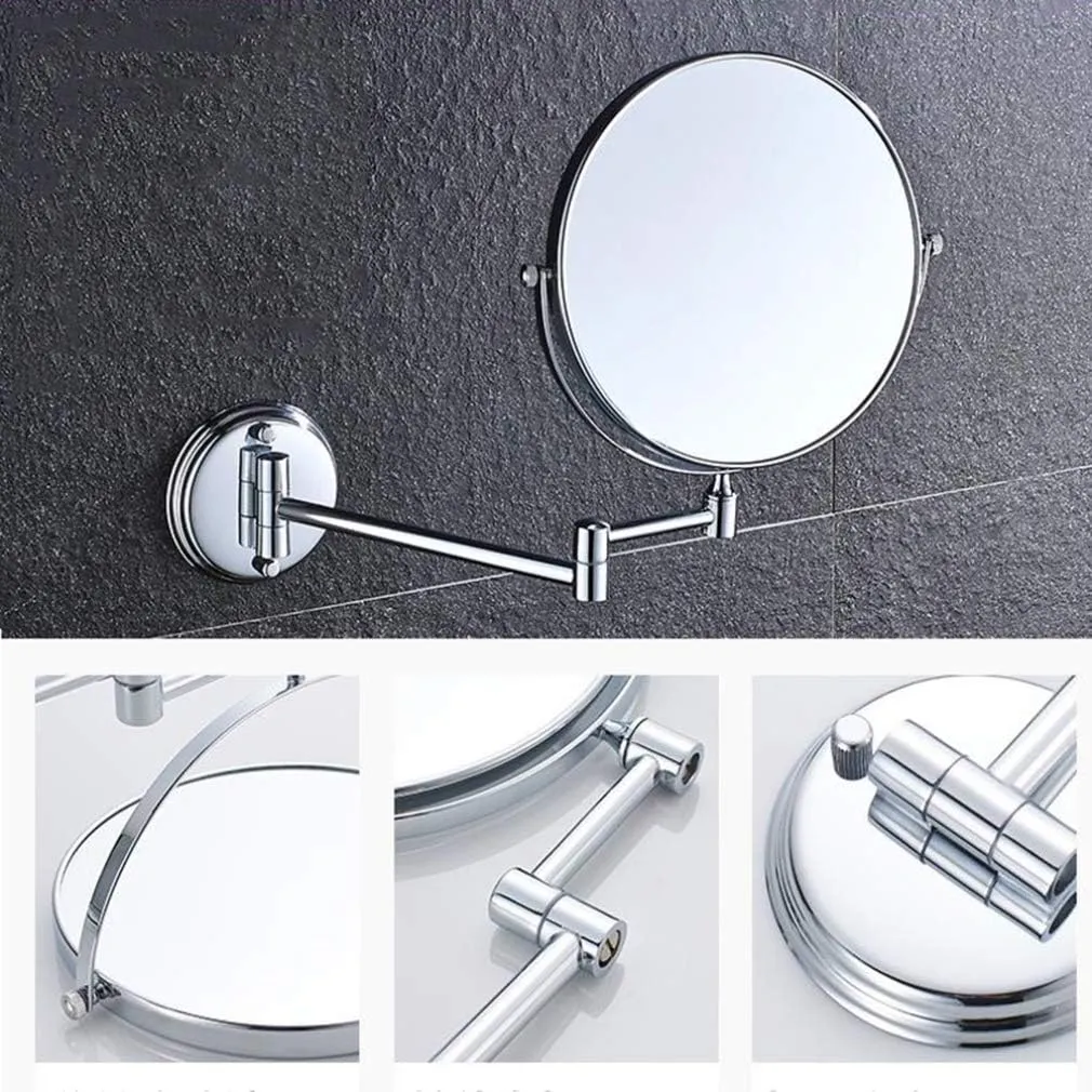 Makeup Vanity Mirror,Two-Sided Wall Mounted Beauty Mirror 3X Magnification Cosmetic Mirror 360°Swivel Extendable Bathroom Mirror,Silver