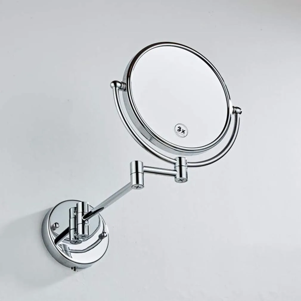 Makeup Vanity Mirror,Two-Sided Wall Mounted Beauty Mirror Multiple Magnification Bathroom Mirror 360°Swivel Extendable Cosmetic Mirror 8inch,Nickel(Nickel,5X)