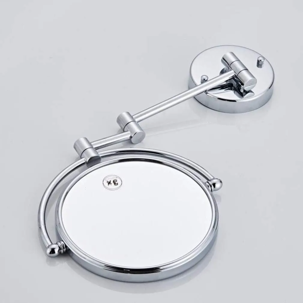 Makeup Vanity Mirror,Two-Sided Wall Mounted Beauty Mirror Multiple Magnification Bathroom Mirror 360°Swivel Extendable Cosmetic Mirror 8inch,Nickel(Nickel,5X)