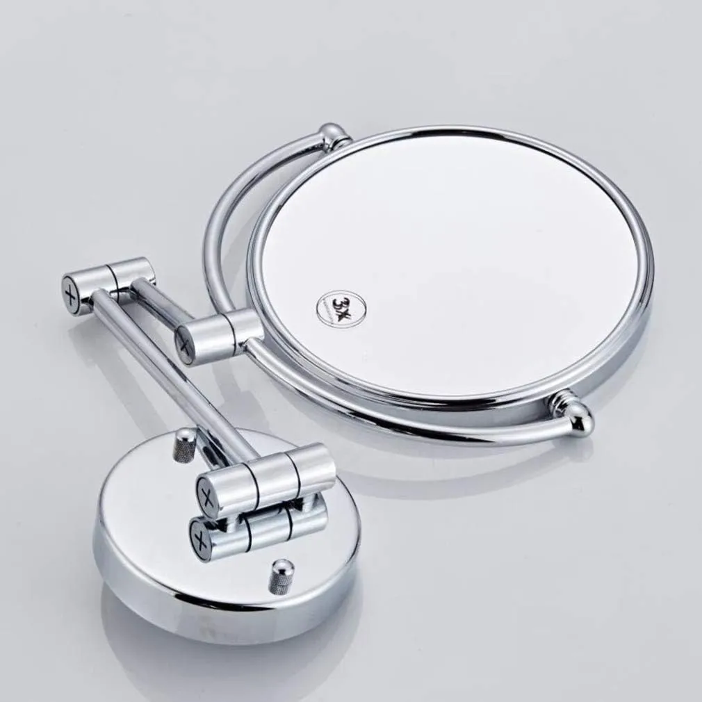 Makeup Vanity Mirror,Two-Sided Wall Mounted Beauty Mirror Multiple Magnification Bathroom Mirror 360°Swivel Extendable Cosmetic Mirror 8inch,Nickel(Nickel,5X)