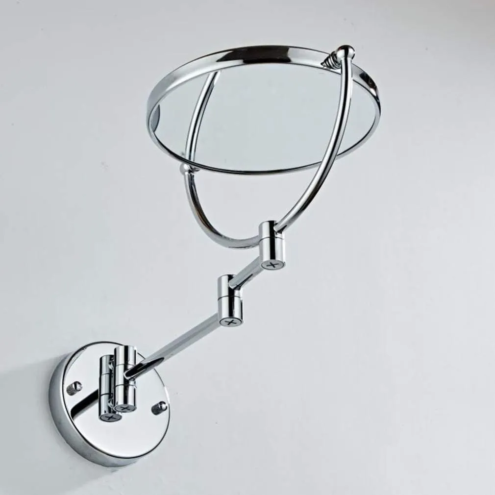 Makeup Vanity Mirror,Two-Sided Wall Mounted Beauty Mirror Multiple Magnification Bathroom Mirror 360°Swivel Extendable Cosmetic Mirror 8inch,Nickel(Nickel,5X)