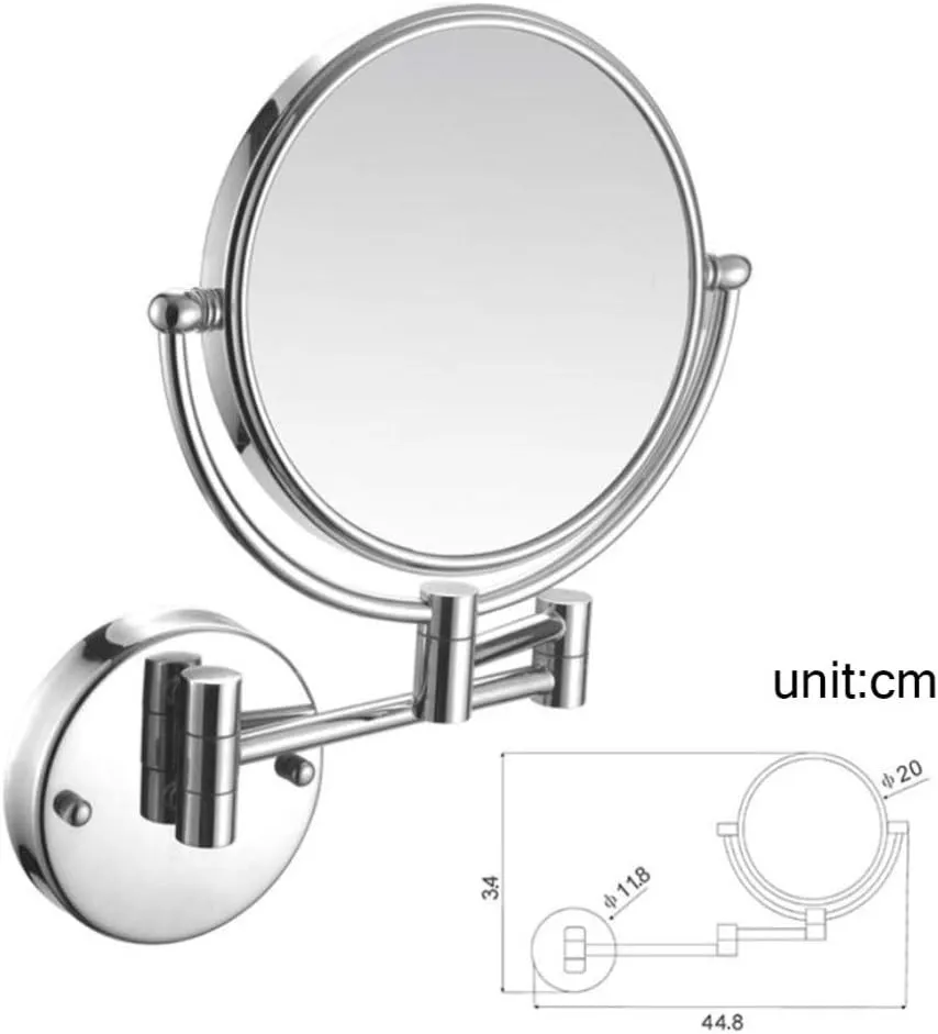 Makeup Vanity Mirror,Two-Sided Wall Mounted Beauty Mirror Multiple Magnification Bathroom Mirror 360°Swivel Extendable Cosmetic Mirror 8inch,Nickel(Nickel,5X)