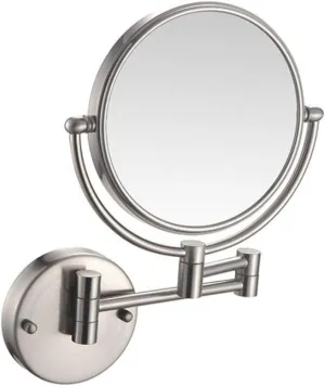 Makeup Vanity Mirror,Two-Sided Wall Mounted Beauty Mirror Multiple Magnification Bathroom Mirror 360°Swivel Extendable Cosmetic Mirror 8inch,Nickel(Nickel,5X)