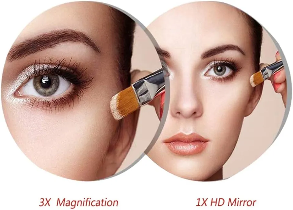 Makeup Vanity Mirror,Two-Sided Wall Mounted Cosmetic Mirror 3X Magnification Beauty Mirror 360° Swivel Extendable Bathroom Mirror, (Silver 6inch) (SIL, 8inch