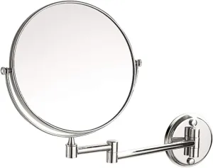 Makeup Vanity Mirror,Two-Sided Wall Mounted Cosmetic Mirror 3X Magnification Beauty Mirror 360° Swivel Extendable Bathroom Mirror, (Silver 6inch) (SIL, 8inch