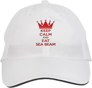 Makoroni - Keep Calm and EAT SEA Beam Hat Adjustable Cap, DesU66 White