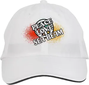 Makoroni - Peace Love SEA Beam Hat Adjustable Cap, DesR20 White