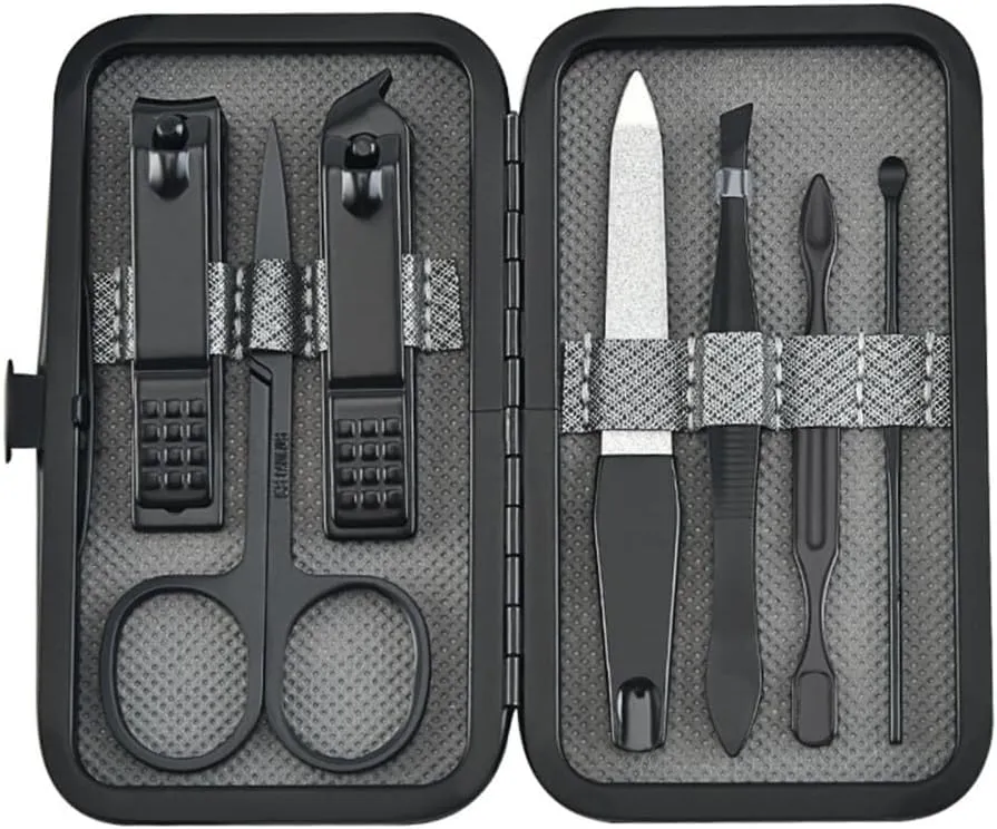 Manicure Cutters Nail Clipper Set Stainless Steel Household Pedicure Multifunction Nail Scissors Tool Portable Travel,Gray 7,Piece Set
