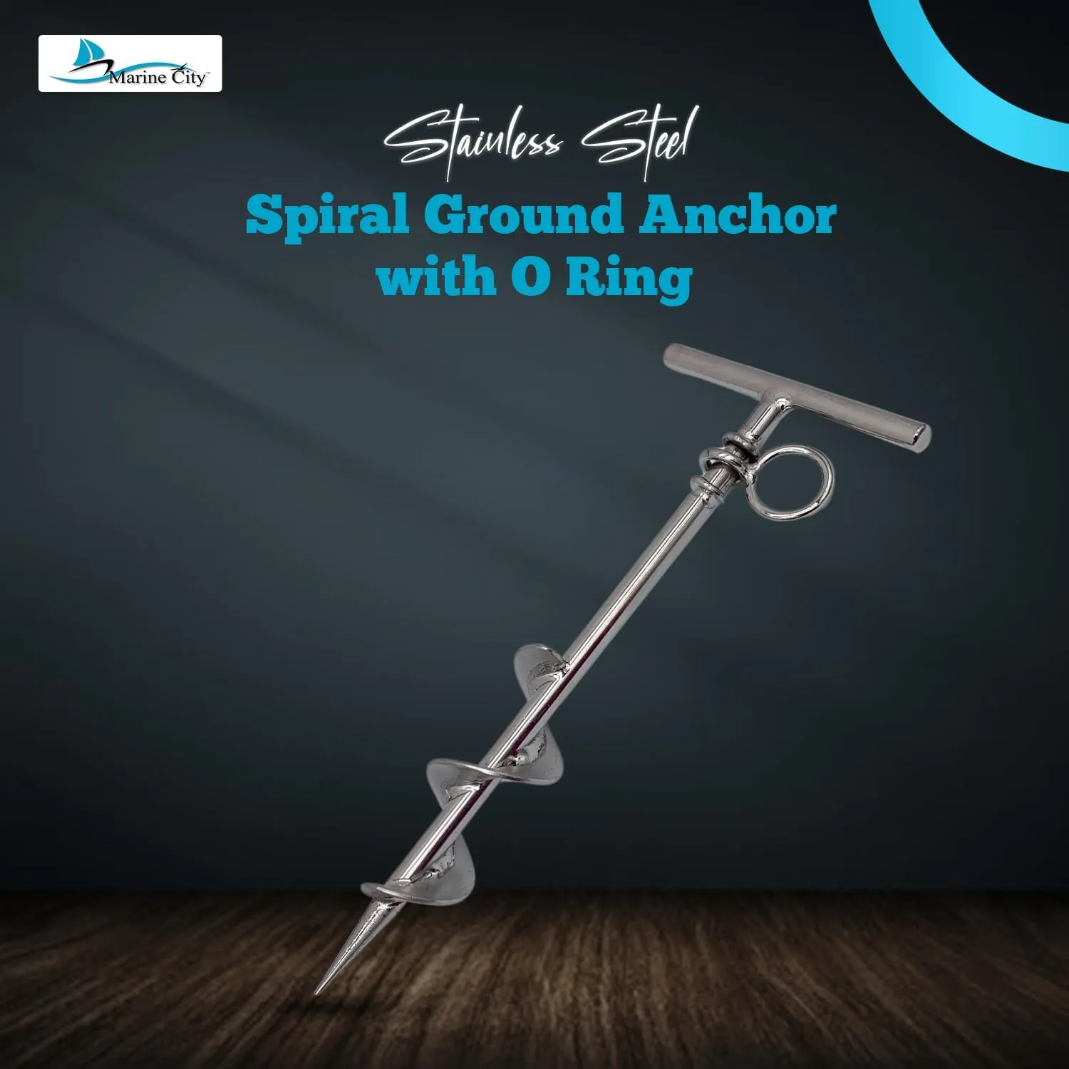 MARINE CITY Spiral Ground Anchor with O-Ring – 304 Stainless Steel 4-1/2 x 10-5/8 Inches, Ideal for Boat Mooring, Camping Tents, Puppy Tie-Out Stakes, Backyards, Marines, Yachts (2)