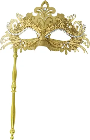 Masquerade Mask with Stick Mask Mardi Gras Mask Venetian Decorations Halloween Carnival Costume Mask for Women