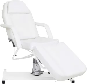 Massage Table with Adjustable Height and Rotatable Features, PVC and Foam Padding, for Beauty Treatments, White