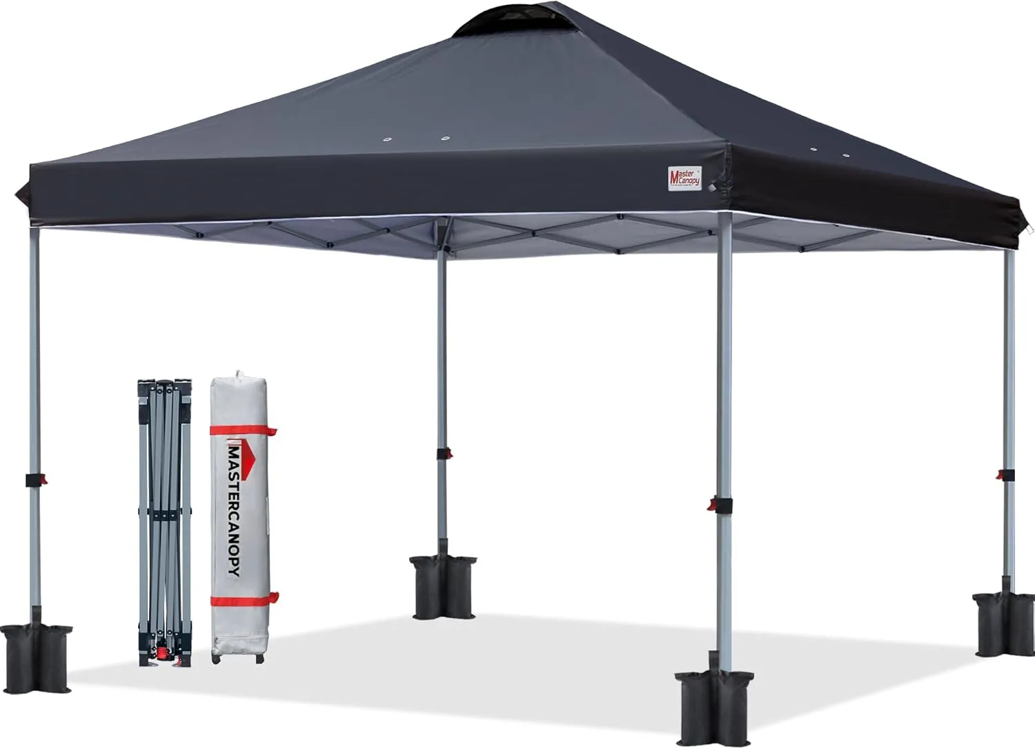 MASTERCANOPY Durable Pop-up Canopy Tent with Roller Bag (10x10, Black)
