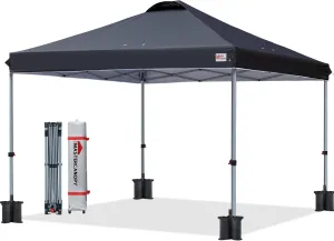MASTERCANOPY Durable Pop-up Canopy Tent with Roller Bag (10x10, Black)