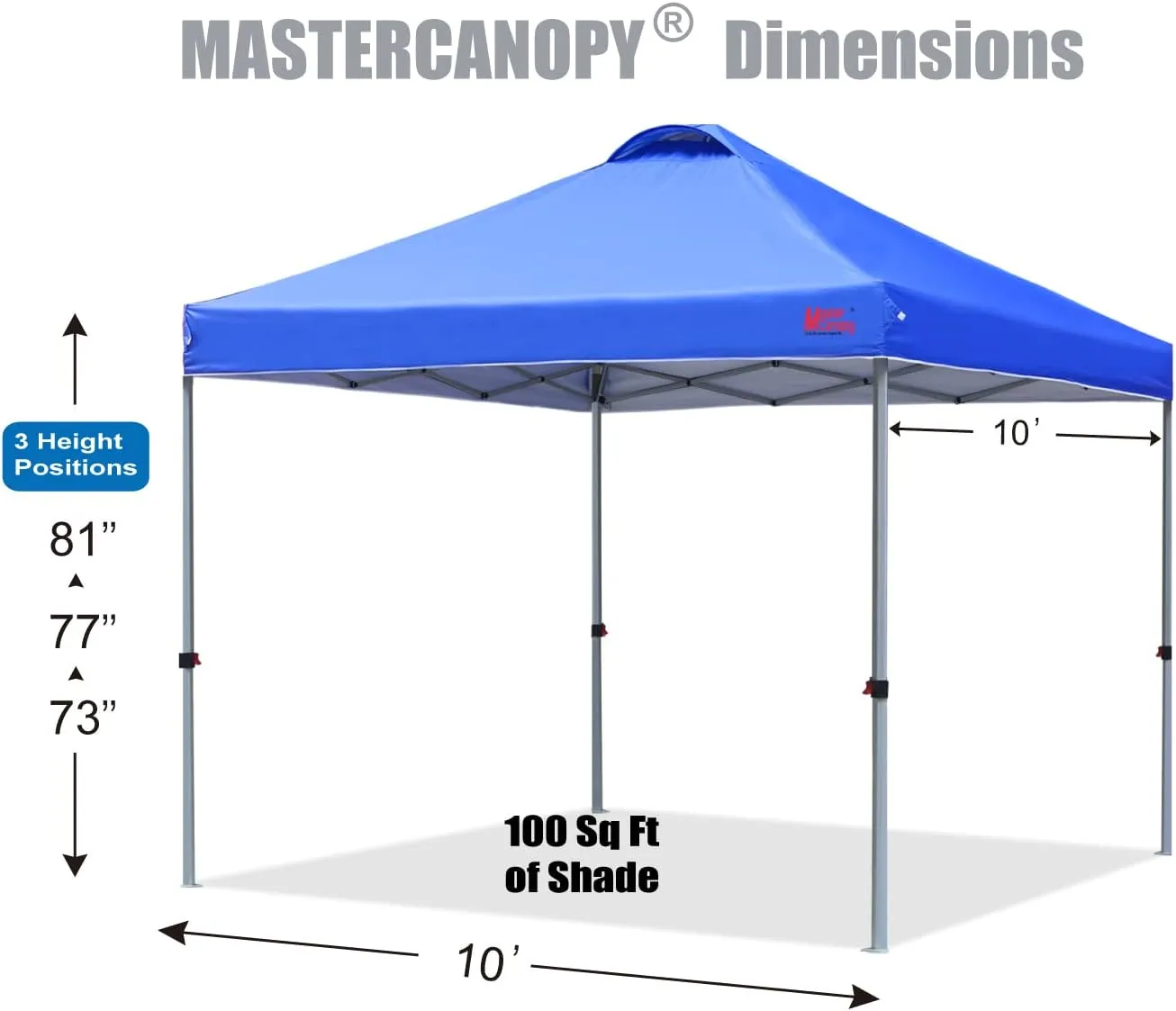 MASTERCANOPY Durable Pop-up Canopy Tent with Roller Bag (10x10, Blue)