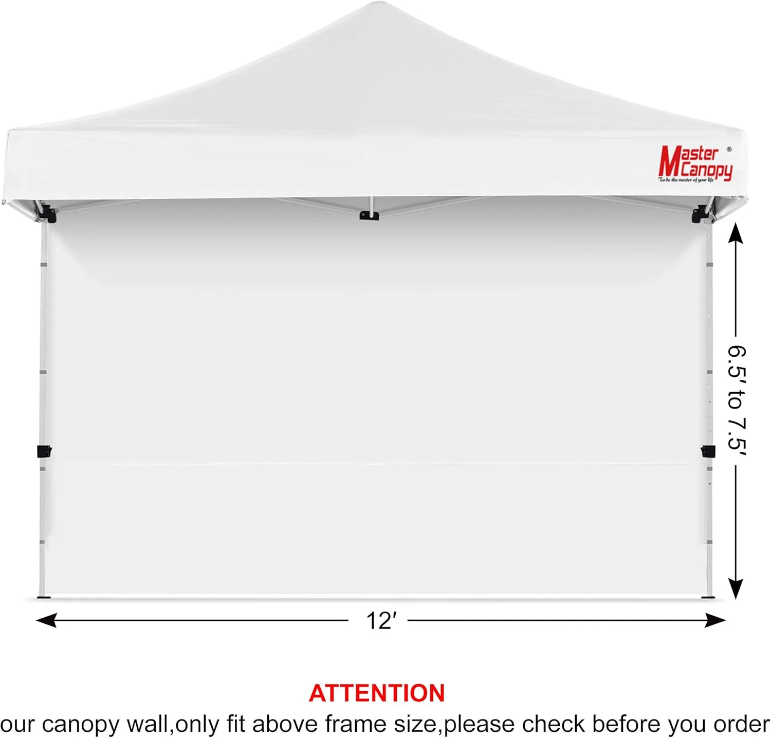 MASTERCANOPY Instant Canopy Tent Sidewall for 12x12 Pop Up Canopy, 1 Piece, White