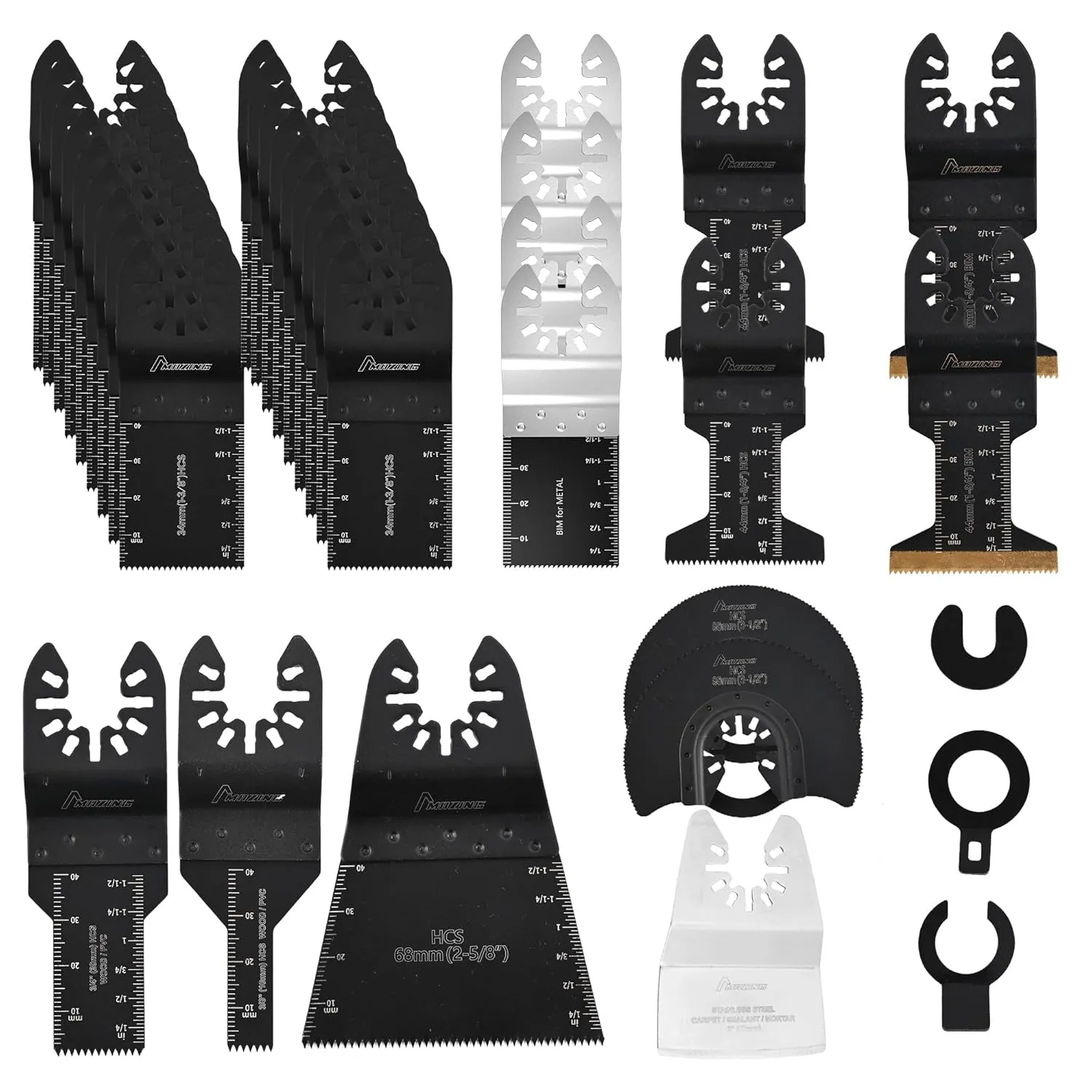 MAZING 36 PCS Oscillating Saw Blades, Quick Release Multi Tool Blades for Wood Metal Plastic, Universal Oscillating Tool Blade Kits for Dewalt Ryobi Milwaukee Rockwell Fein Makita