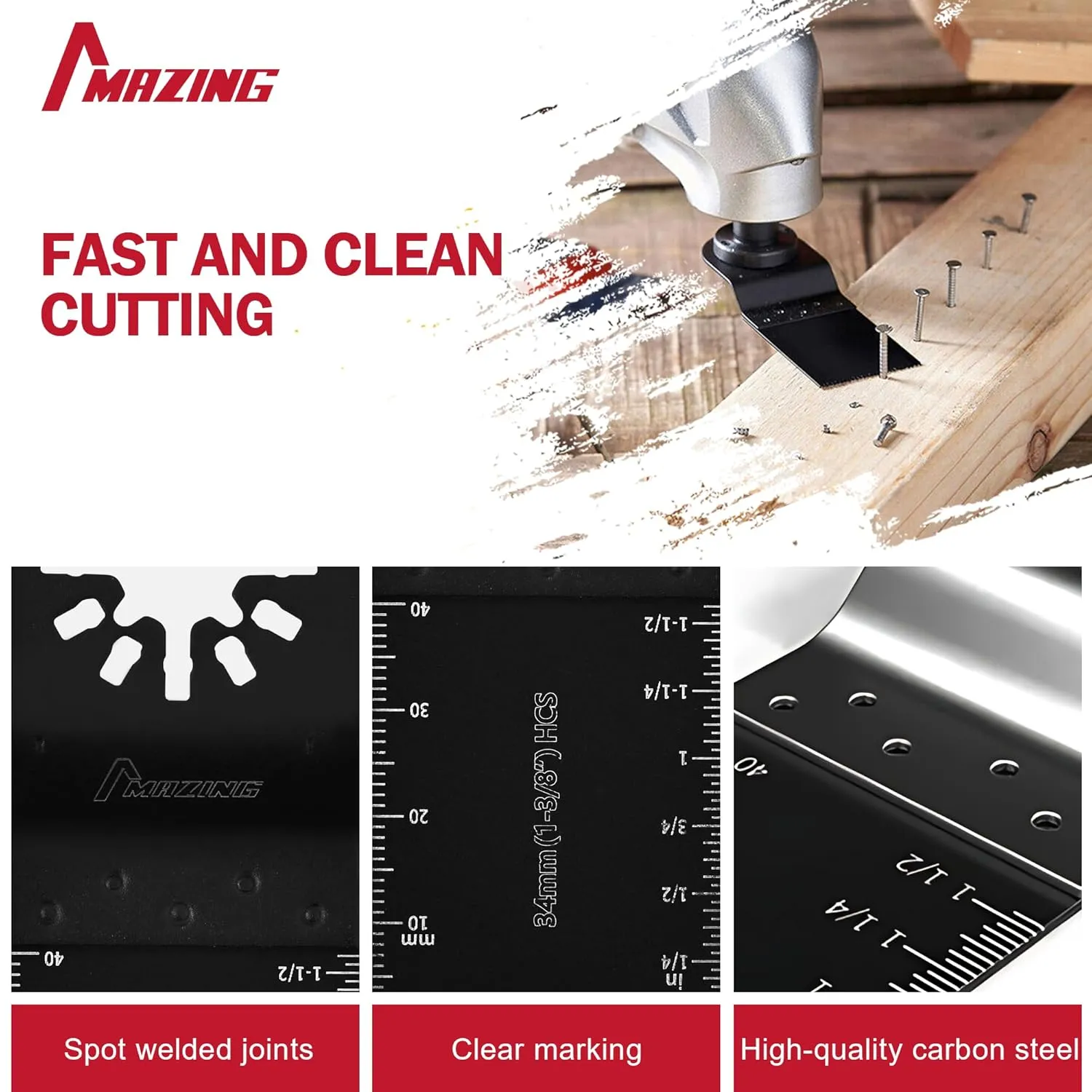 MAZING 36 PCS Oscillating Saw Blades, Quick Release Multi Tool Blades for Wood Metal Plastic, Universal Oscillating Tool Blade Kits for Dewalt Ryobi Milwaukee Rockwell Fein Makita
