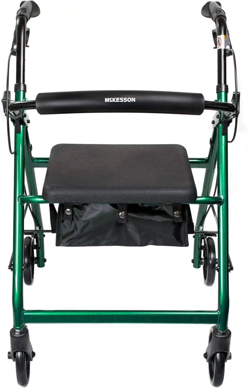 McKesson Rollator Walker with Seat and Wheels, Lightweight, Aluminum, 300 lbs Weight Capacity, Green, 1 Count