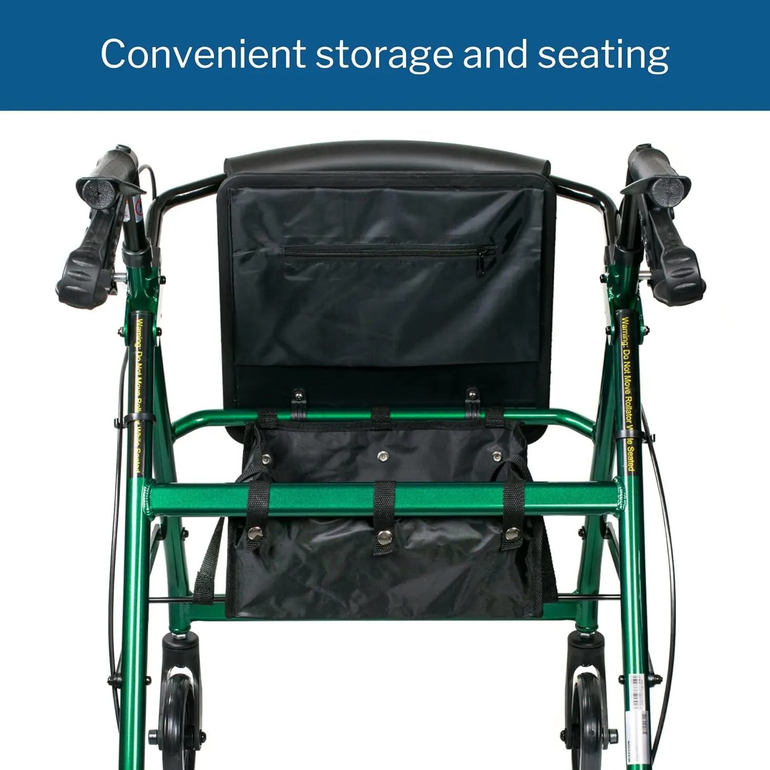 McKesson Rollator Walker with Seat and Wheels, Lightweight, Aluminum, 300 lbs Weight Capacity, Green, 1 Count