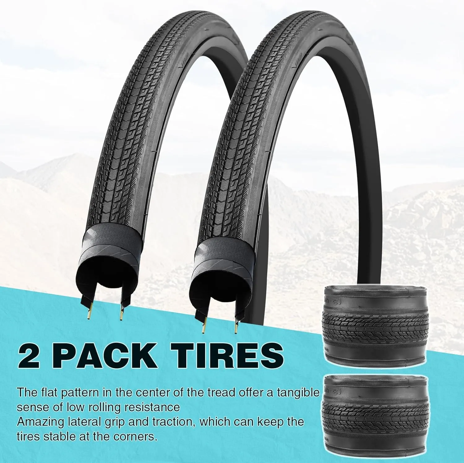 MEGHNA 700C Road Bike Tire Foldable 700 x 28C/32C Tire for Road Racing 28-622mm/32-622mm Fast Rolling Tire Replacement for Road Bicycle Hybrid Bike Commuter Bike