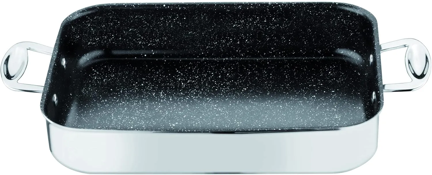Mepra Glamour Stone 302190 Roaster Pan - 35 x 25cm, Stainless Steel Cookware, Dishwasher Safe Kitchenware