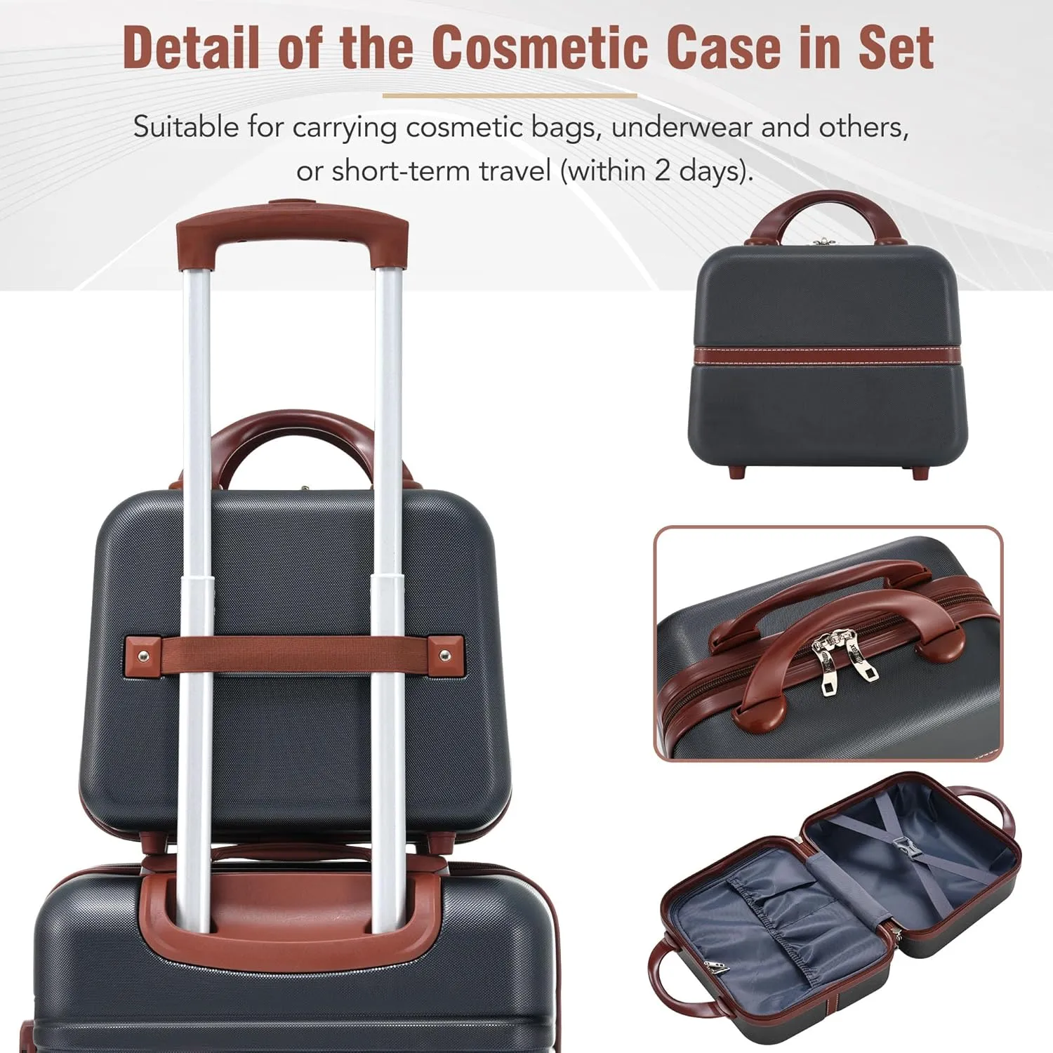 Merax Luggage Sets, Hardshell Luggage Sets 3 Pieces 20" 28" Luggages and Cosmetic Case Spinner Suitcase with TSA Lock Lightweight, Black