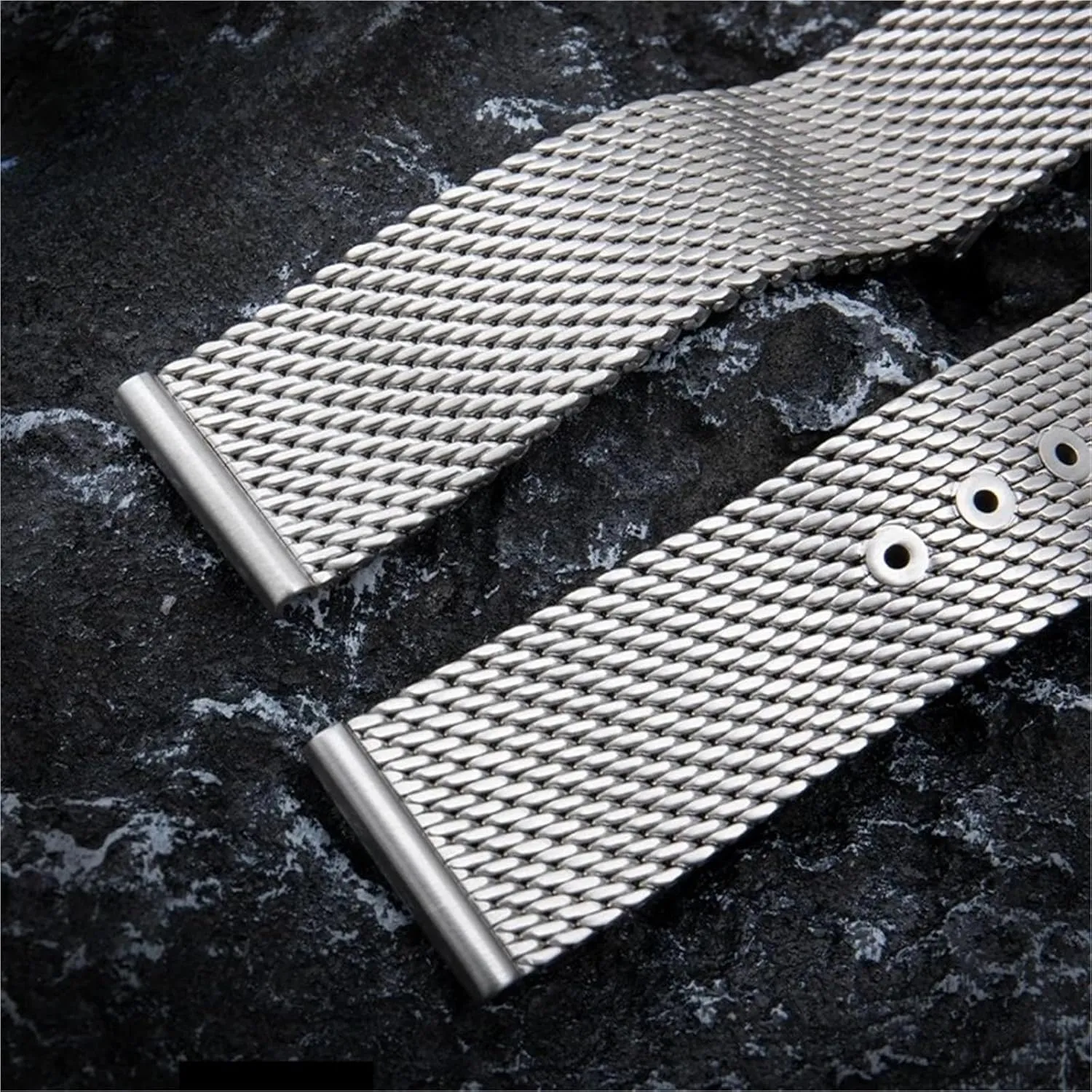 Mesh Stainless Steel Watch Strap 20mm Bracelet Metal Quick Release Adjustable Folding Buckle Men Women Band