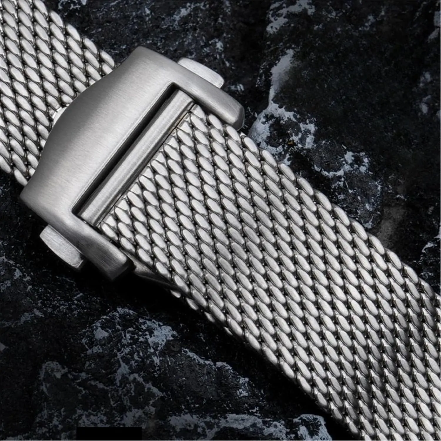 Mesh Stainless Steel Watch Strap 20mm Bracelet Metal Quick Release Adjustable Folding Buckle Men Women Band