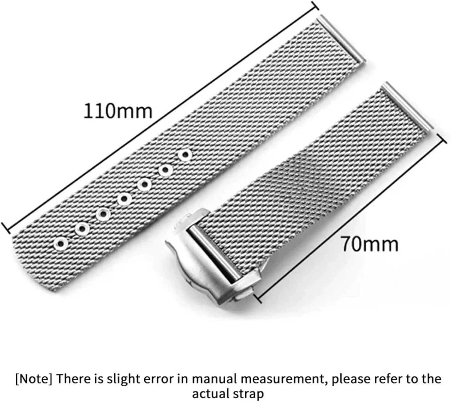 Mesh Stainless Steel Watch Strap 20mm Bracelet Metal Quick Release Adjustable Folding Buckle Men Women Band