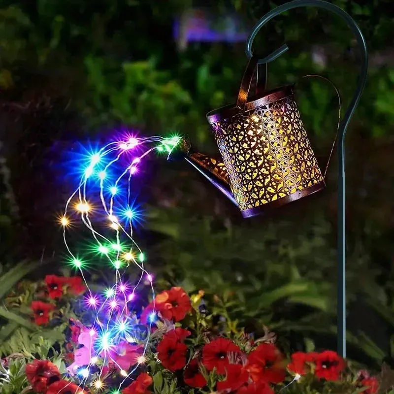 Metal Lantern Solar Watering Can Light for Outdoor Garden Decor, Waterproof Hanging Fairy Art Decorative Lights