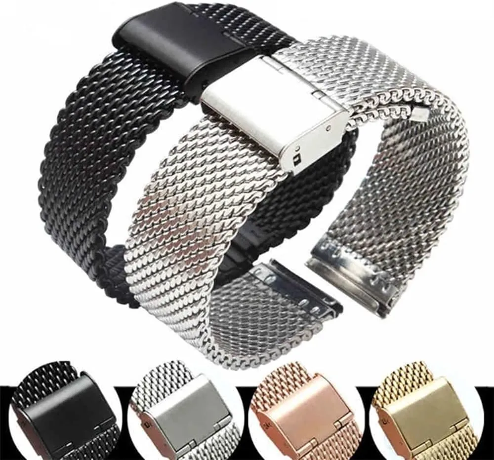 Metal Watch Straps，Brushed Solid Quick Release Metal Watch Strap Watch straps Precision Steel 18mm 20mm 22mm 24mm 1.0 Thick Wire Mesh Strap Adjustable Length Watch Accessories