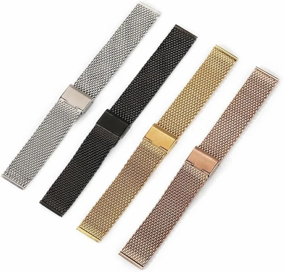Metal Watch Straps，Brushed Solid Quick Release Metal Watch Strap Watch straps Precision Steel 18mm 20mm 22mm 24mm 1.0 Thick Wire Mesh Strap Adjustable Length Watch Accessories
