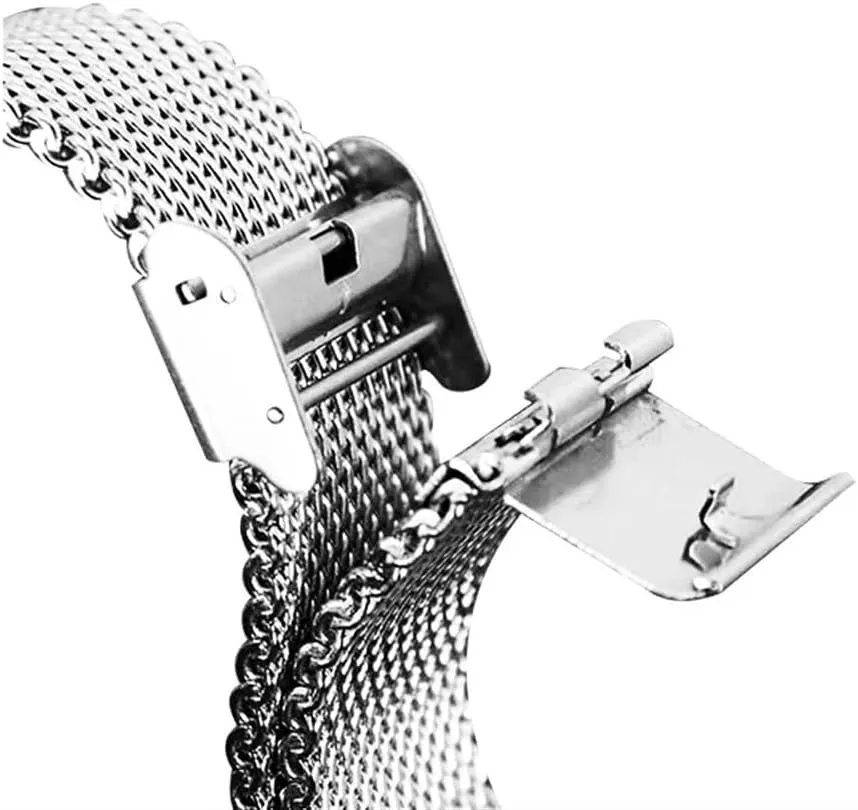 Metal Watch Straps，Brushed Solid Quick Release Metal Watch Strap Watch straps Precision Steel 18mm 20mm 22mm 24mm 1.0 Thick Wire Mesh Strap Adjustable Length Watch Accessories