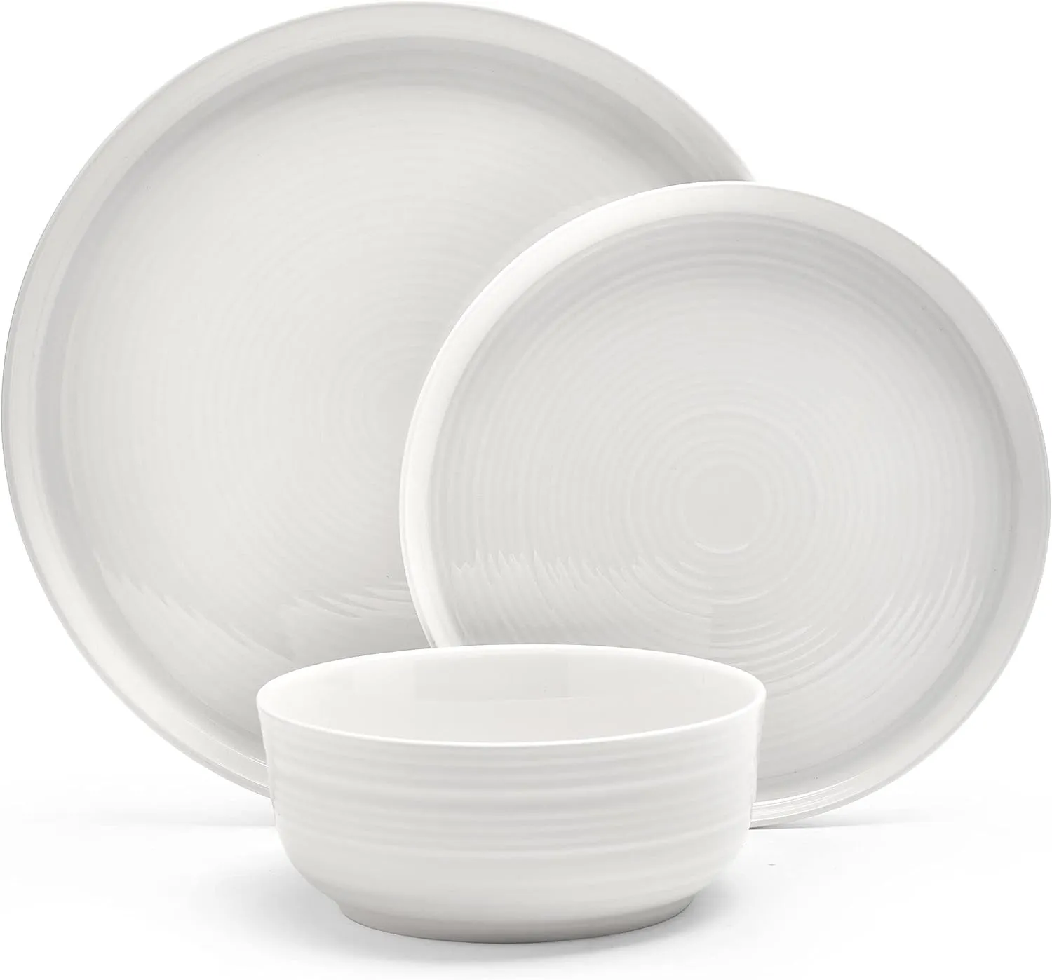 Mikasa Callie Bone China Lightweight Chip Resistant 12 Piece Dinnerware Set, Service for 4, White