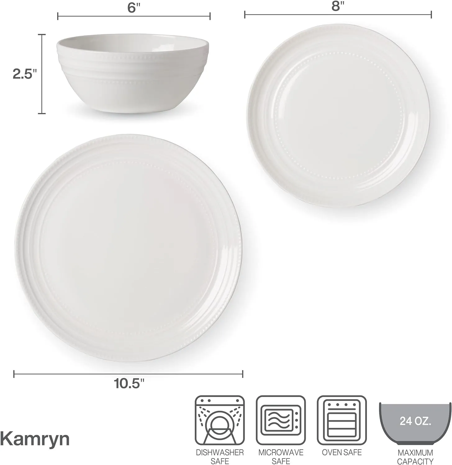 Mikasa Kamryn Vegan Bone Chip Resistant 12 Piece Dinnerware Set, Service for 4